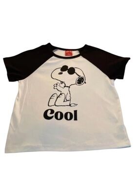 Girls Sz 8 Snoopy Raglan Tee